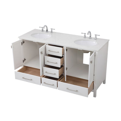60 inch Double Bathroom Vanity in White