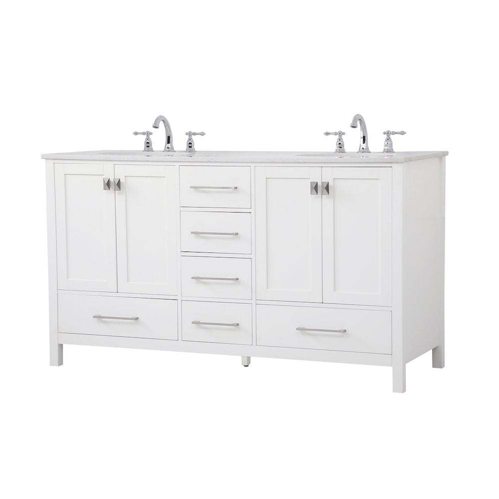 60 inch Double Bathroom Vanity in White