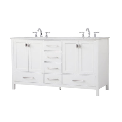 60 inch Double Bathroom Vanity in White