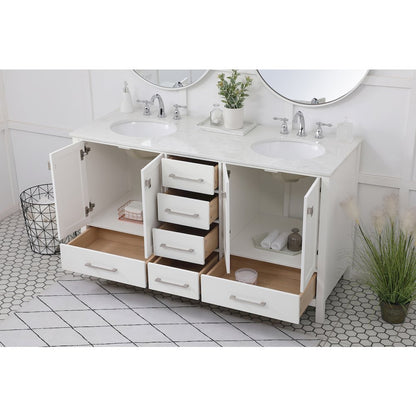60 inch Double Bathroom Vanity in White