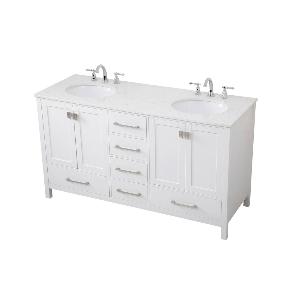 60 inch Double Bathroom Vanity in White