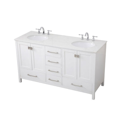 60 inch Double Bathroom Vanity in White