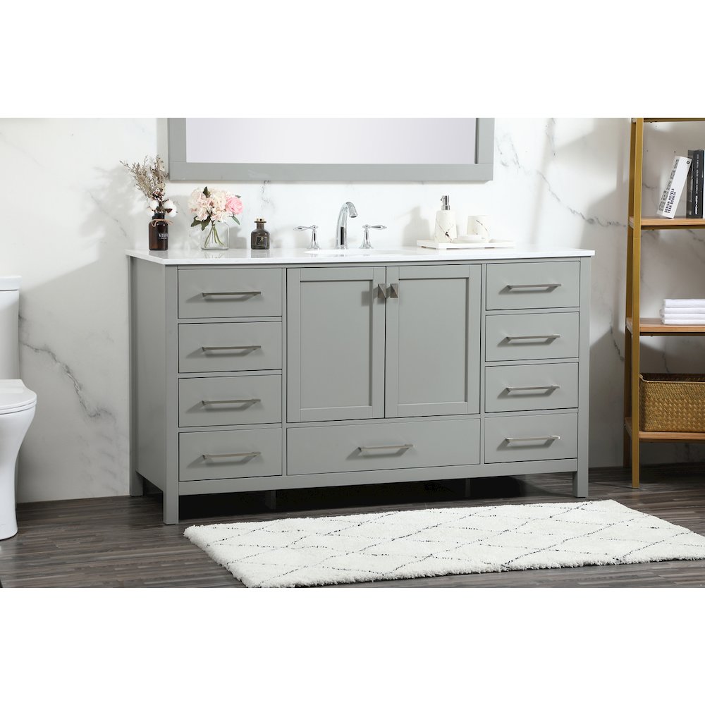 60 inch Single bathroom vanity in grey