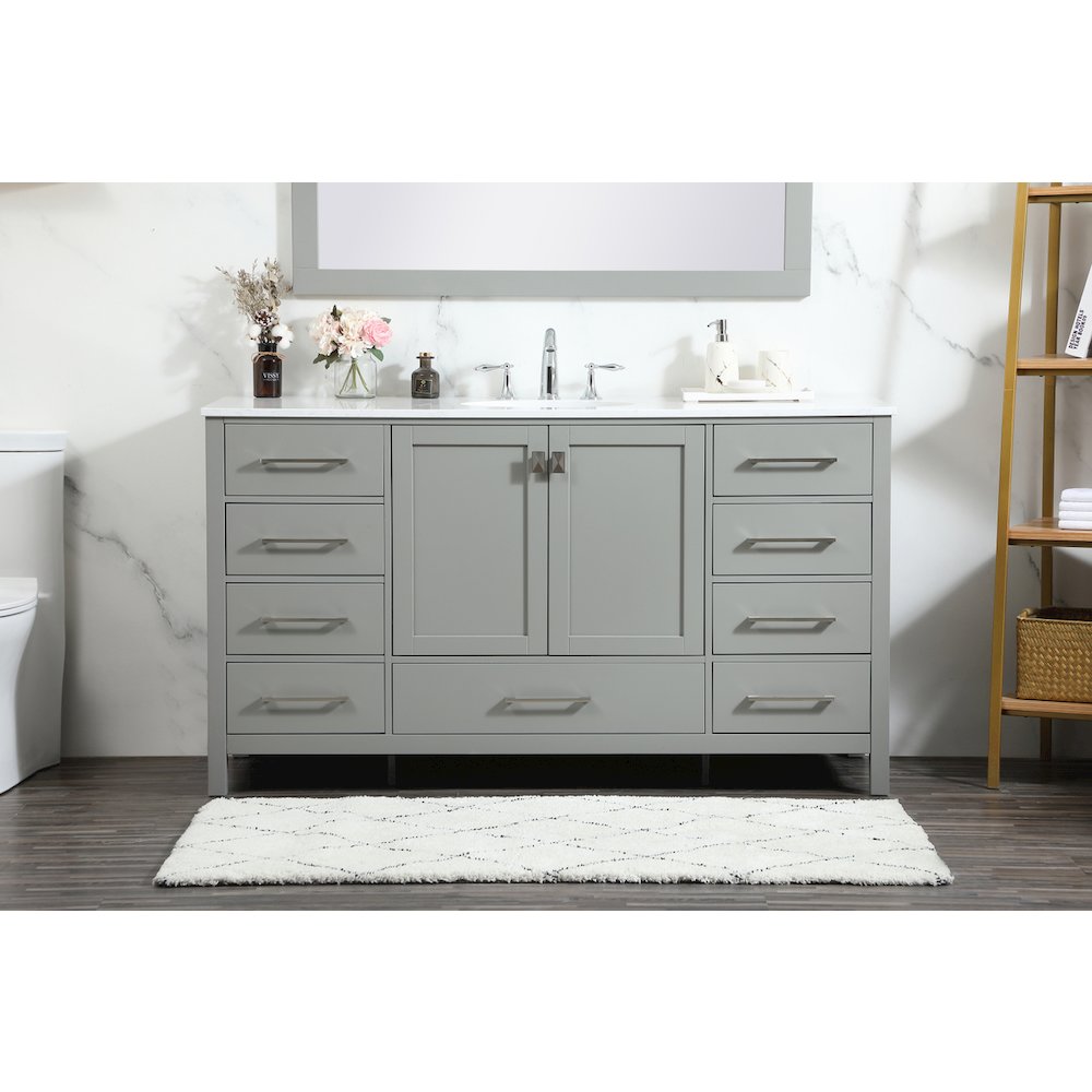 60 inch Single bathroom vanity in grey