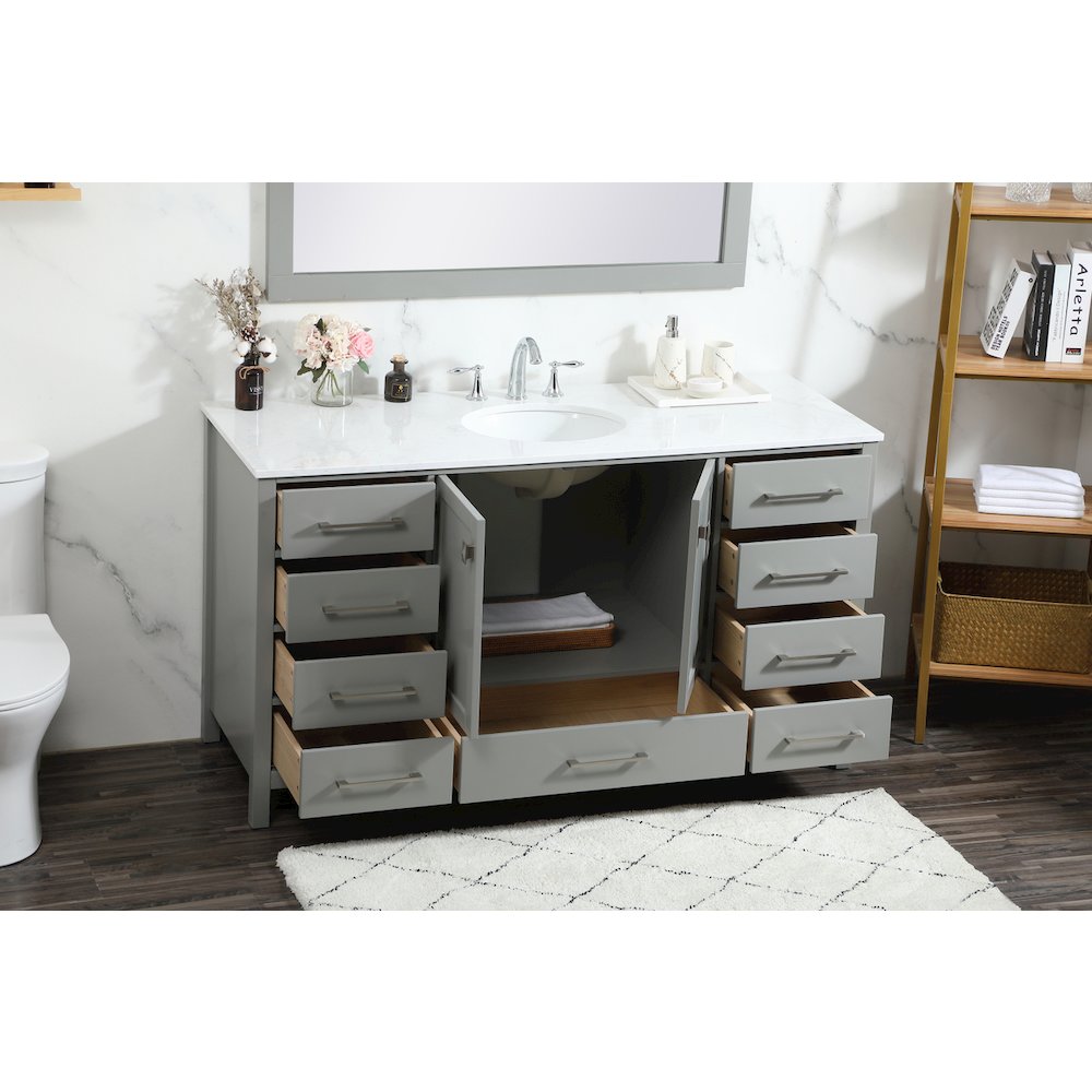 60 inch Single bathroom vanity in grey