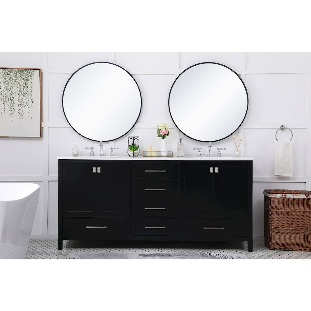 72 inch Double Bathroom Vanity in Black