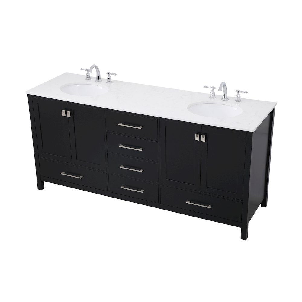 72 inch Double Bathroom Vanity in Black