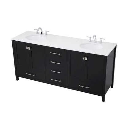 72 inch Double Bathroom Vanity in Black