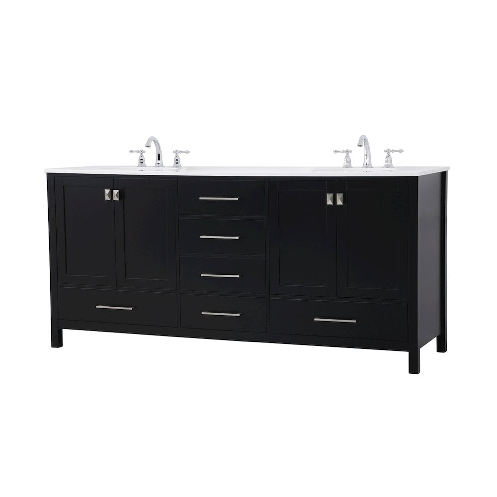 72 inch Double Bathroom Vanity in Black