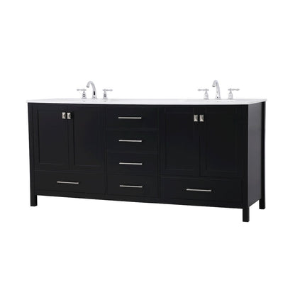 72 inch Double Bathroom Vanity in Black