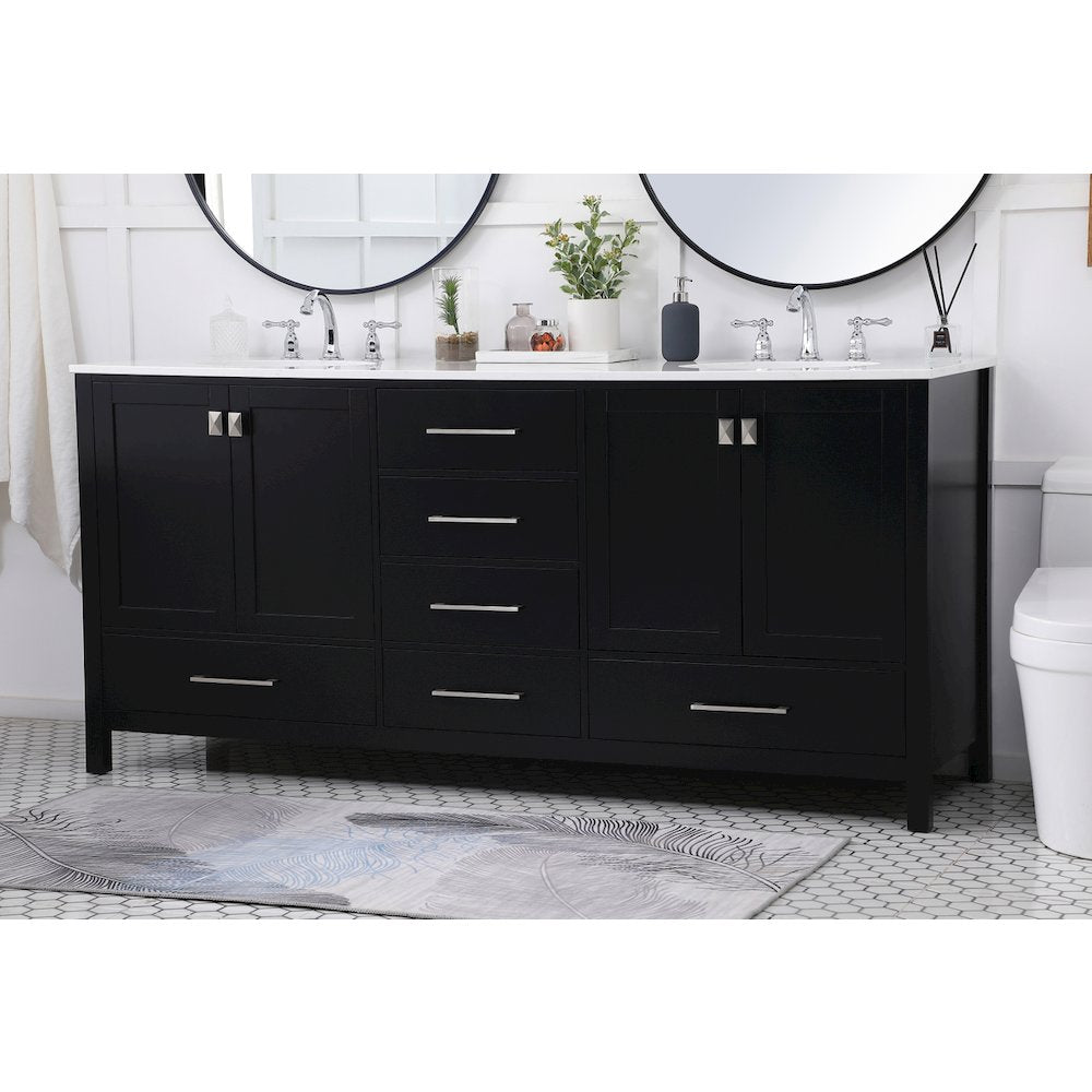 72 inch Double Bathroom Vanity in Black