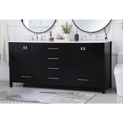 72 inch Double Bathroom Vanity in Black