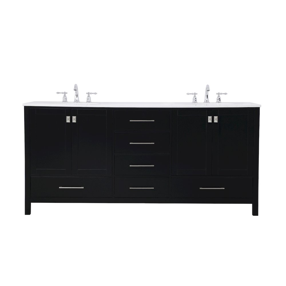 72 inch Double Bathroom Vanity in Black