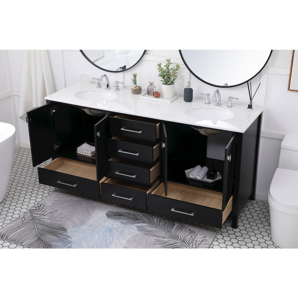72 inch Double Bathroom Vanity in Black