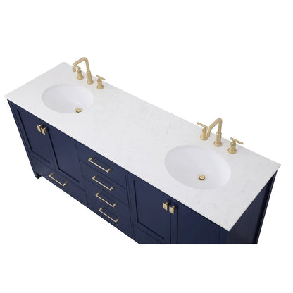 72 inch Double Bathroom Vanity in Blue