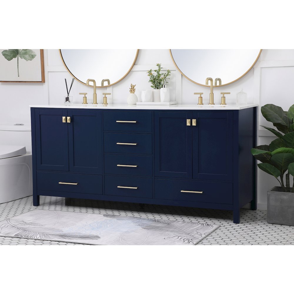 72 inch Double Bathroom Vanity in Blue
