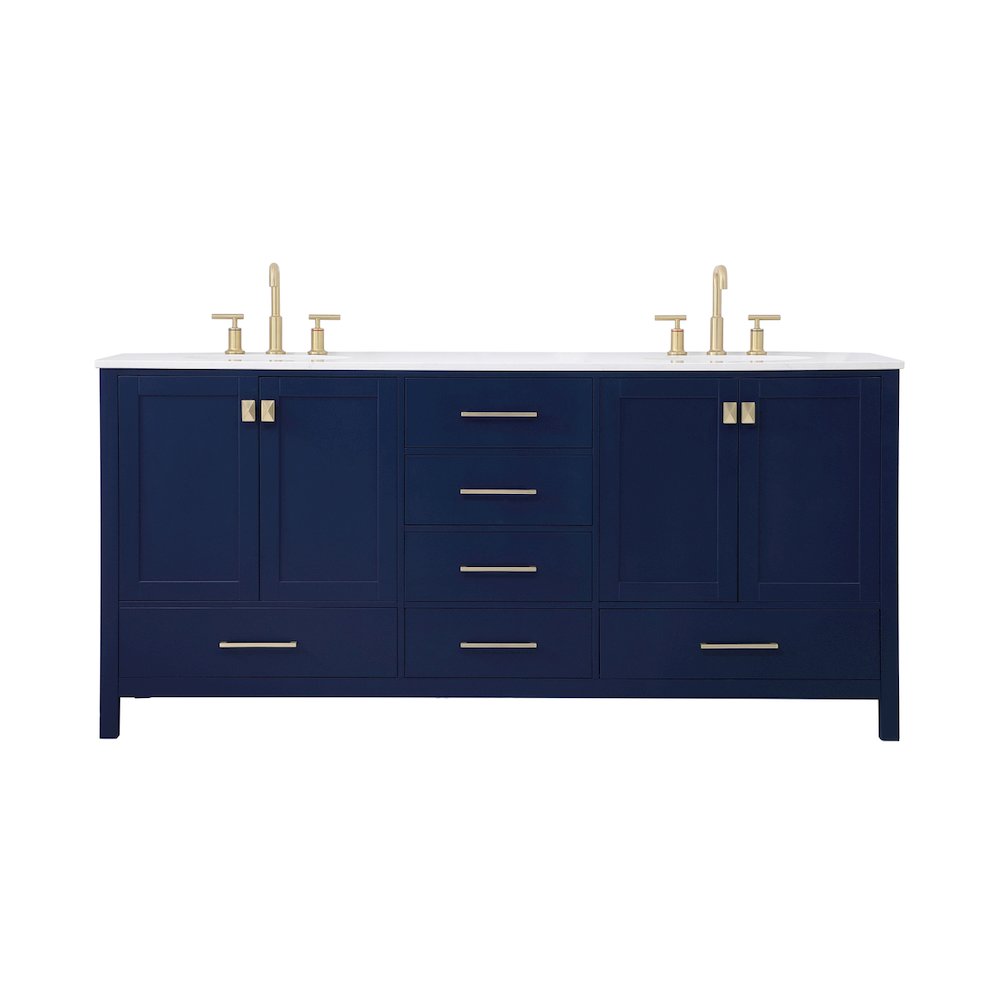 72 inch Double Bathroom Vanity in Blue