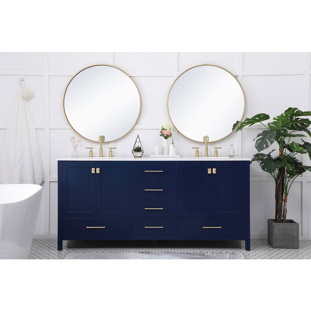 72 inch Double Bathroom Vanity in Blue