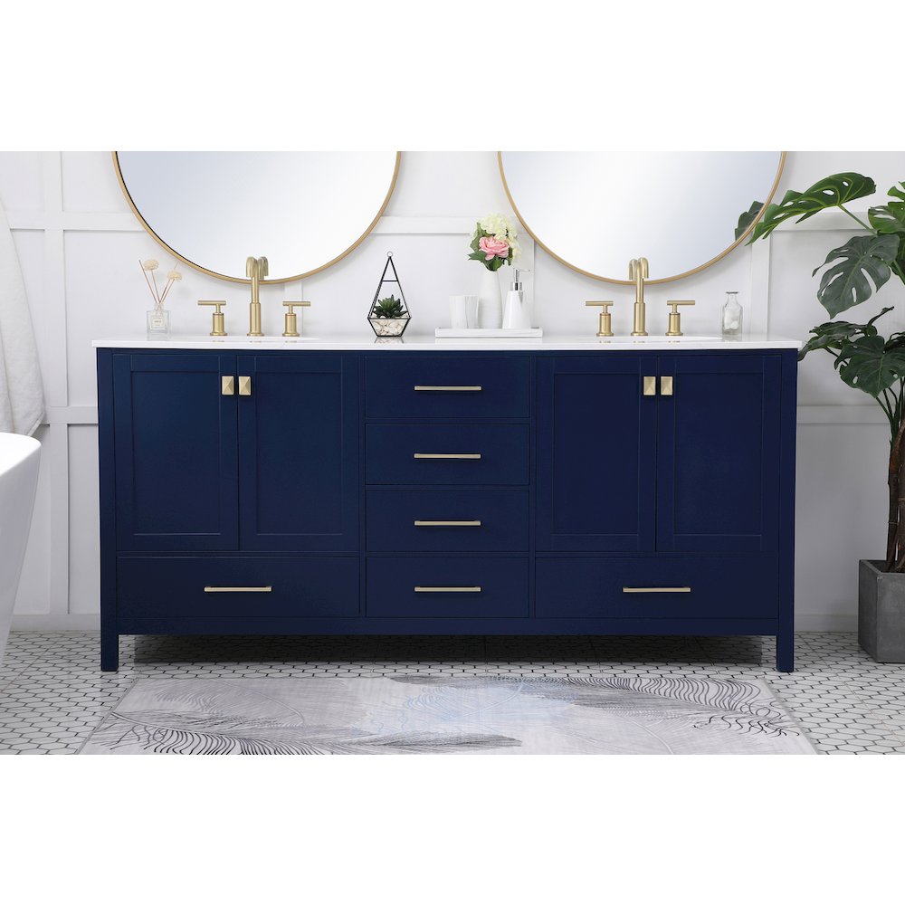 72 inch Double Bathroom Vanity in Blue