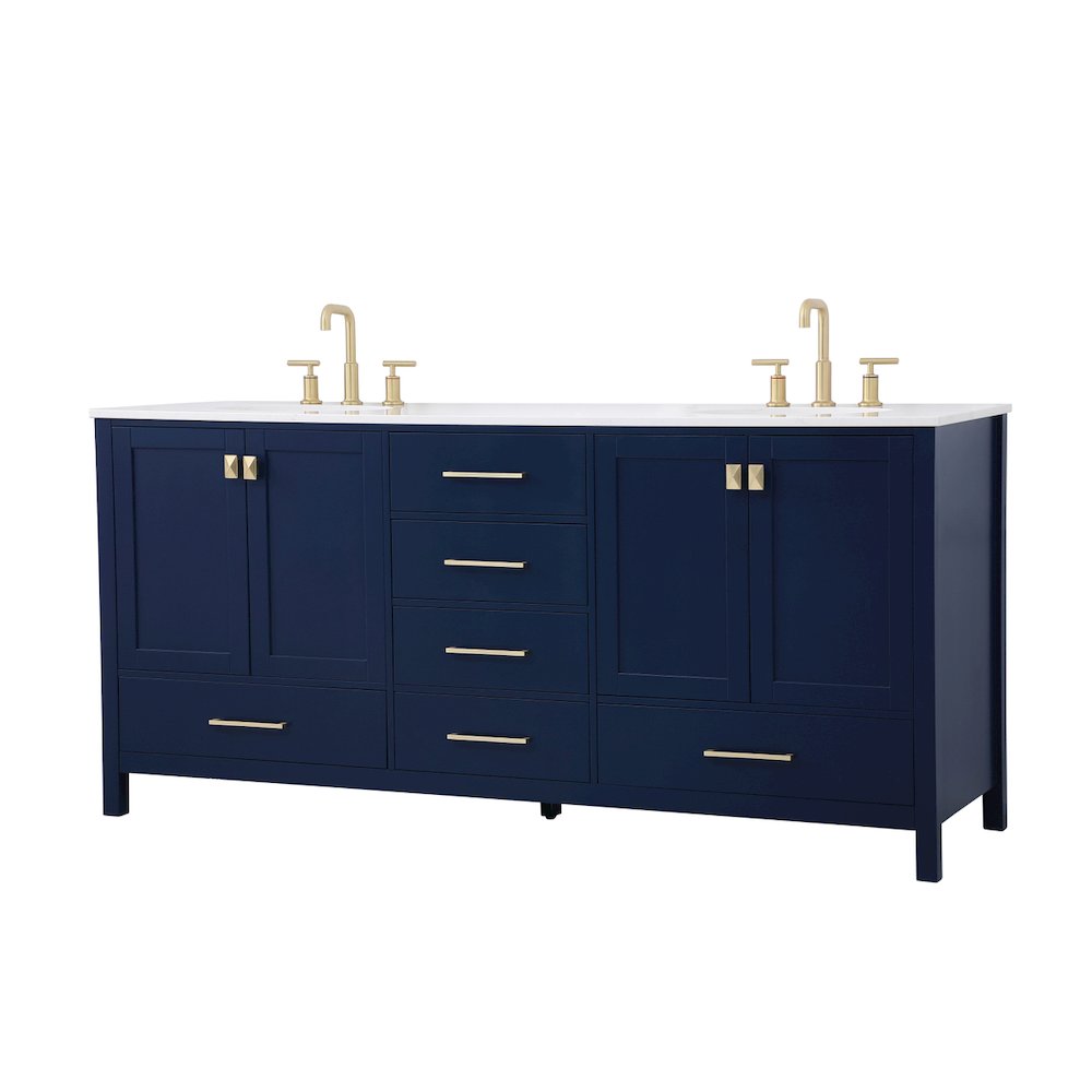 72 inch Double Bathroom Vanity in Blue