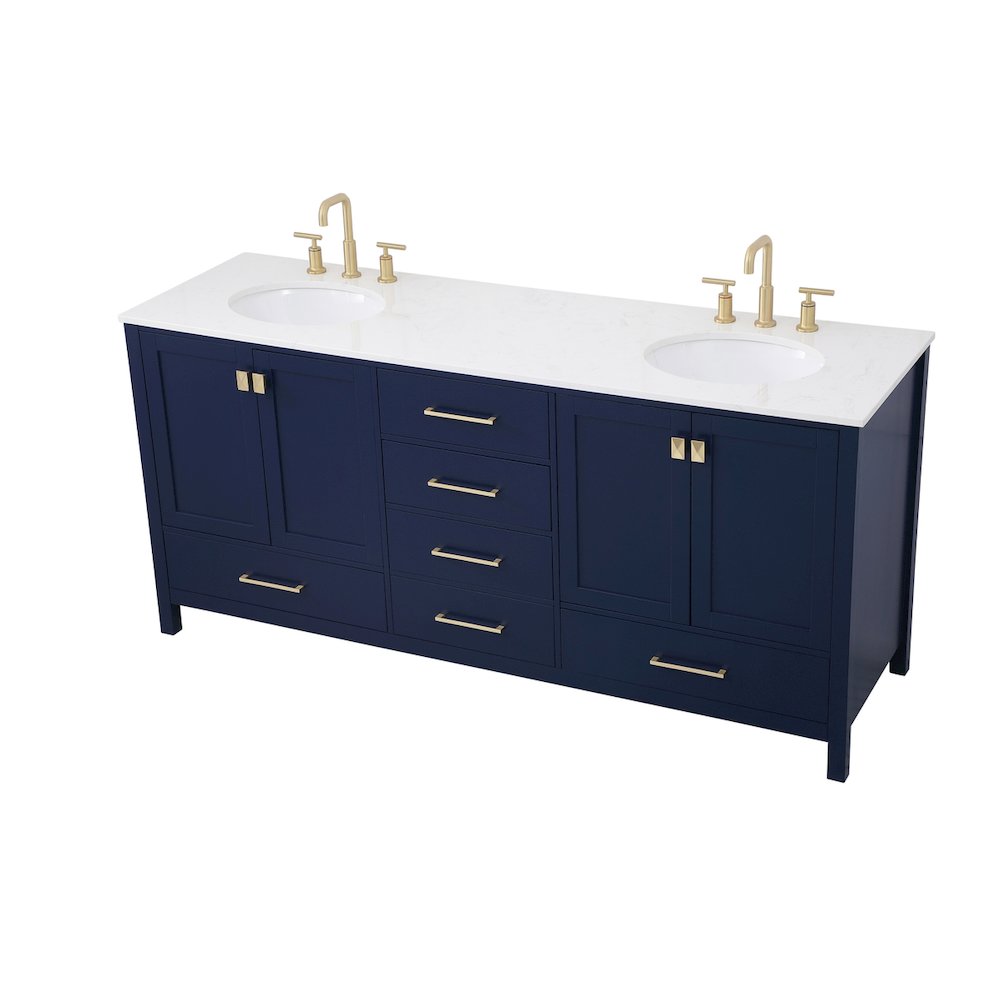 72 inch Double Bathroom Vanity in Blue