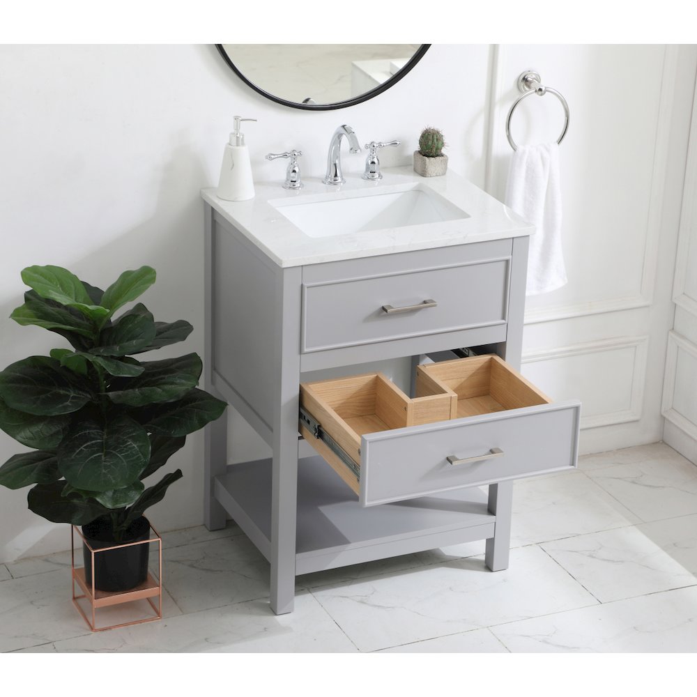 24 inch Single Bathroom Vanity in Grey