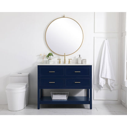 42 inch Single bathroom vanity in blue