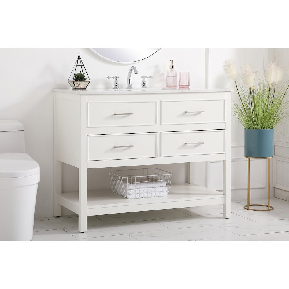 42 inch Single bathroom vanity in white