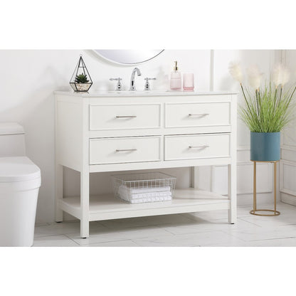 42 inch Single bathroom vanity in white