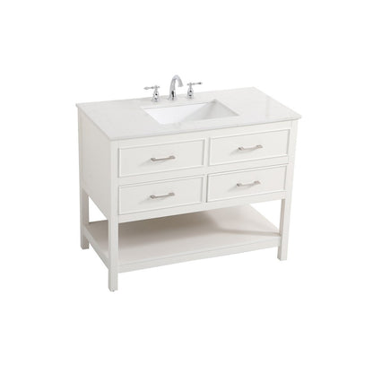42 inch Single bathroom vanity in white