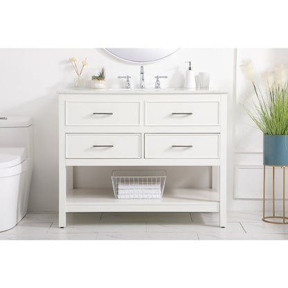 42 inch Single bathroom vanity in white