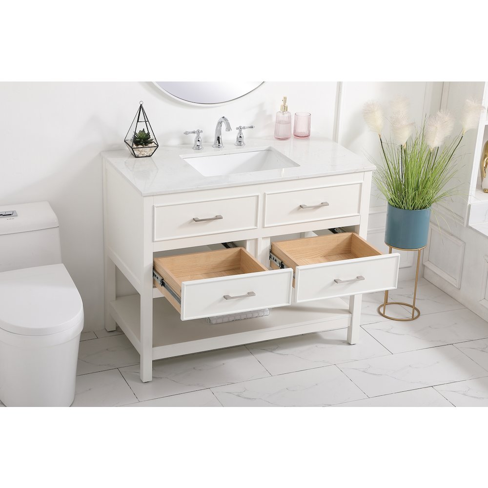 42 inch Single bathroom vanity in white