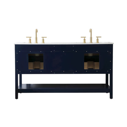 60 inch double bathroom vanity in blue