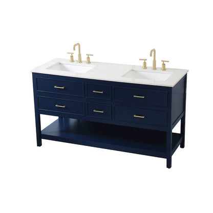 60 inch double bathroom vanity in blue