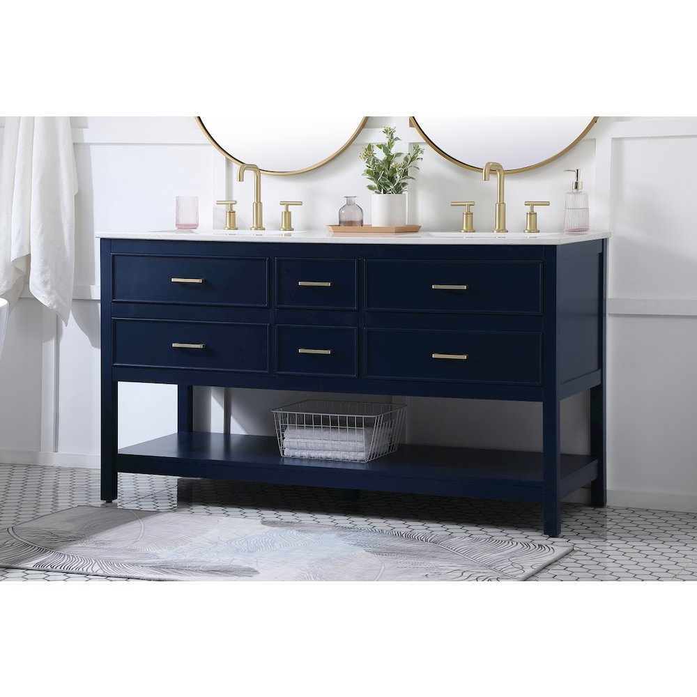60 inch double bathroom vanity in blue