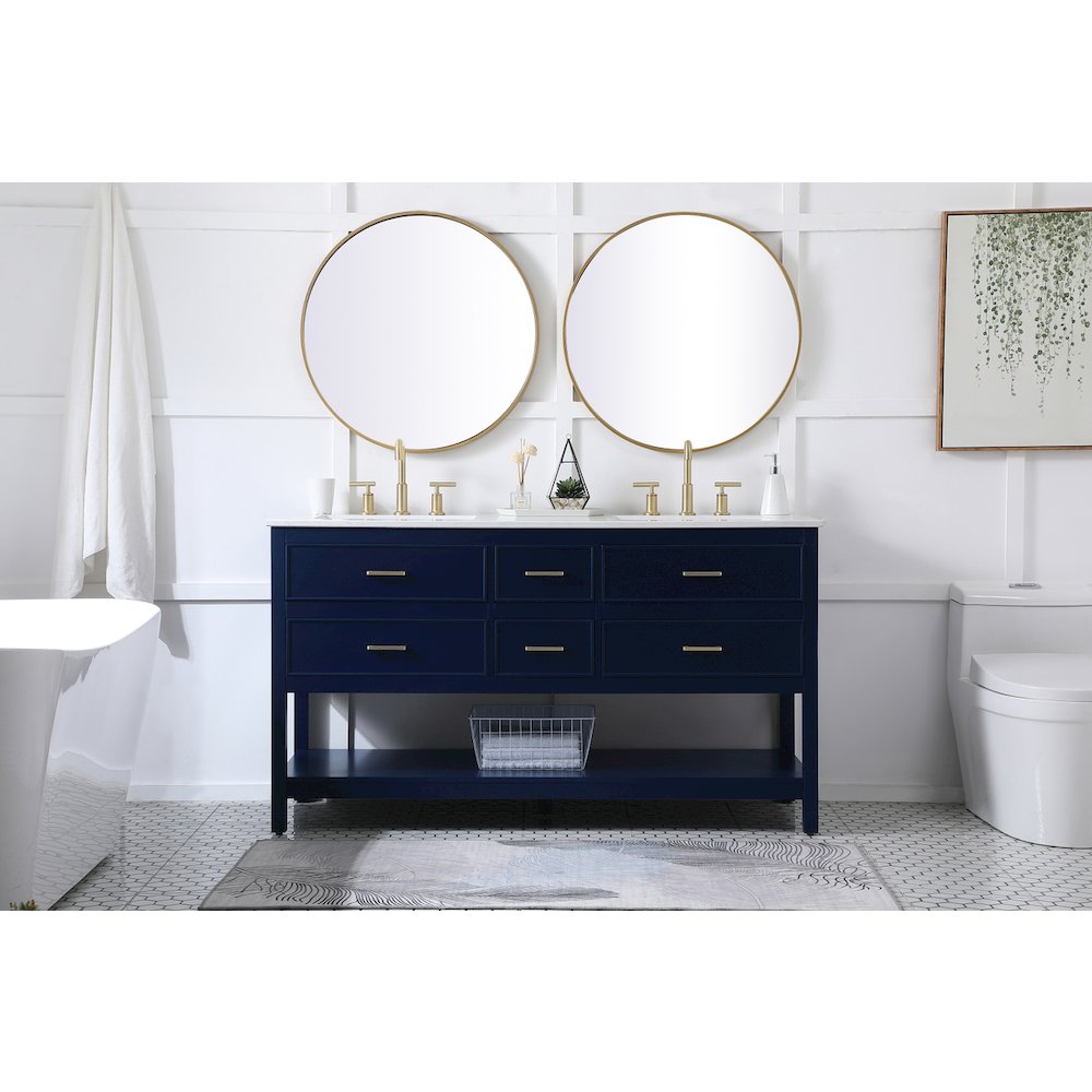 60 inch double bathroom vanity in blue