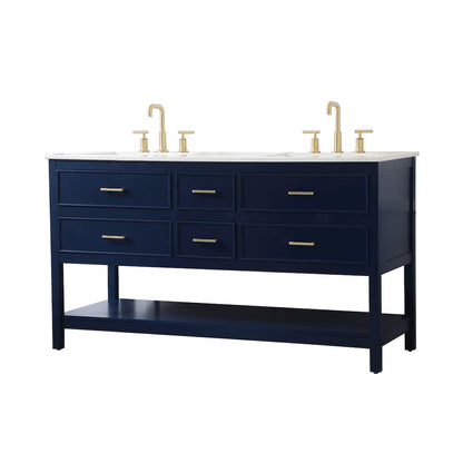 60 inch double bathroom vanity in blue