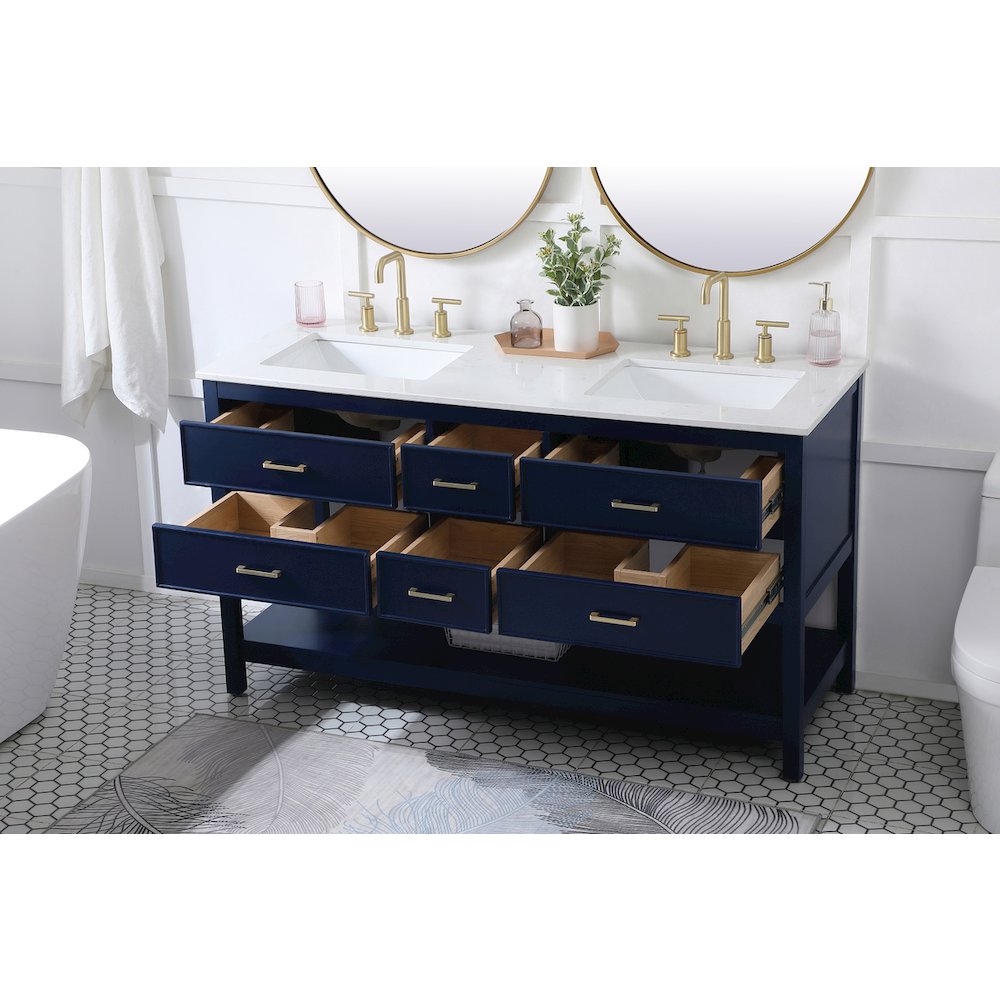 60 inch double bathroom vanity in blue