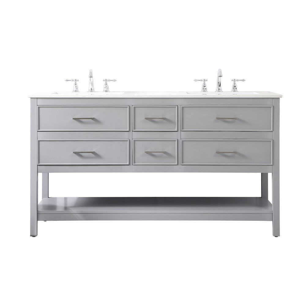 60 inch double bathroom vanity in gray