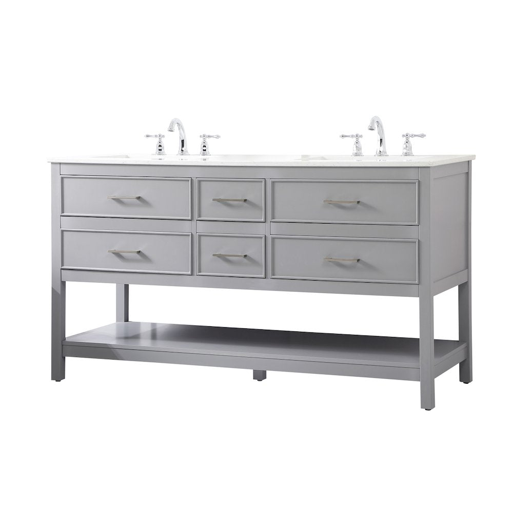 60 inch double bathroom vanity in gray