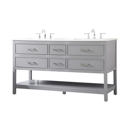60 inch double bathroom vanity in gray