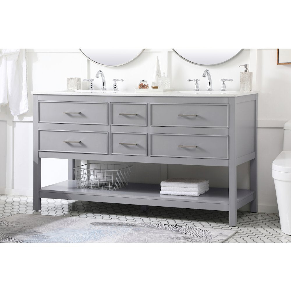 60 inch double bathroom vanity in gray