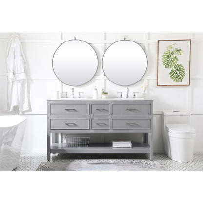 60 inch double bathroom vanity in gray