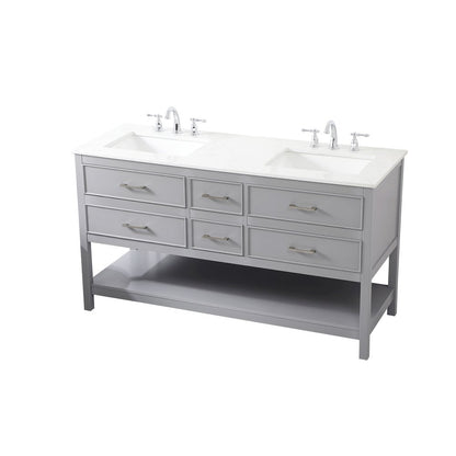 60 inch double bathroom vanity in gray