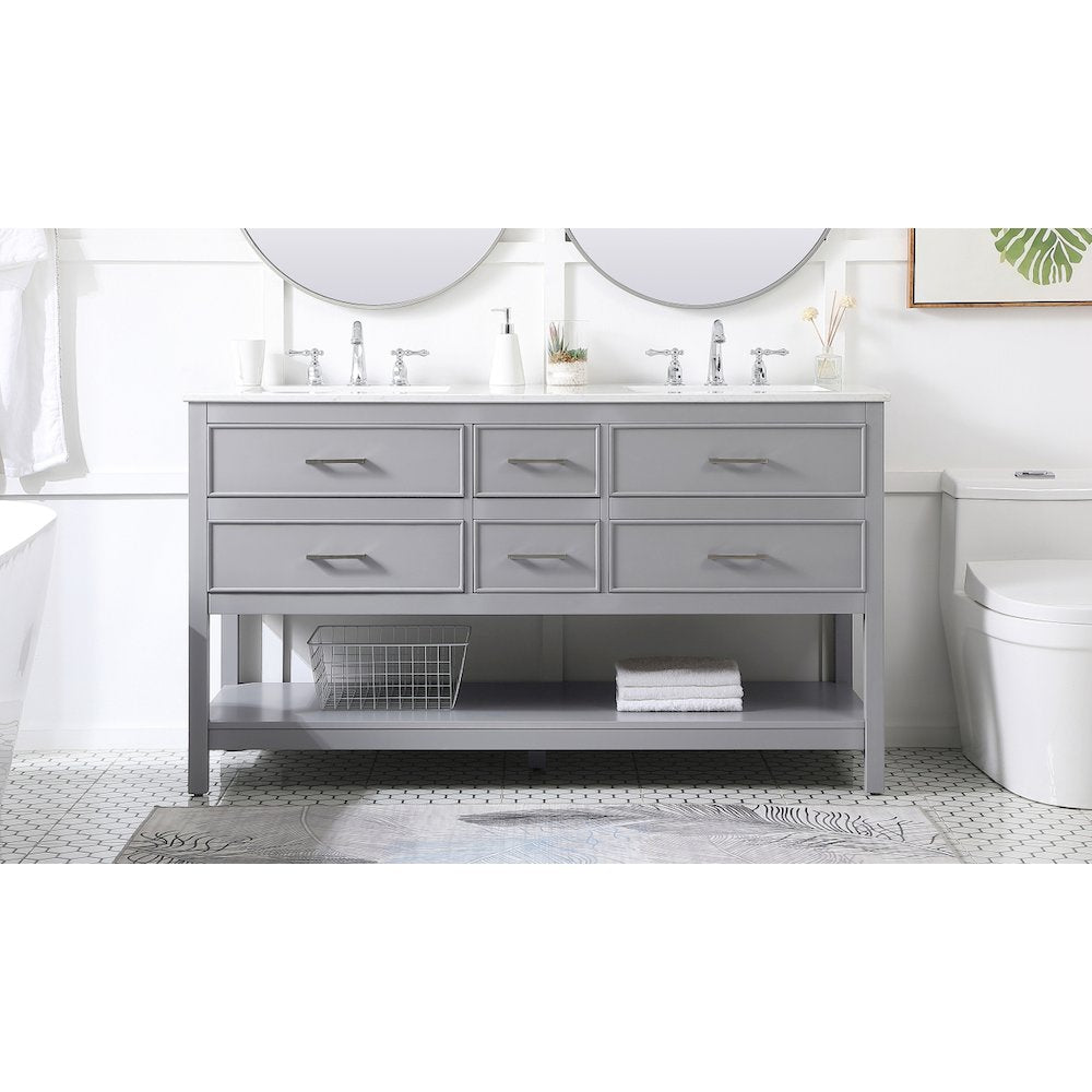 60 inch double bathroom vanity in gray