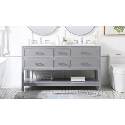 60 inch double bathroom vanity in gray