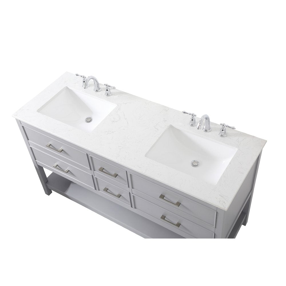 60 inch double bathroom vanity in gray