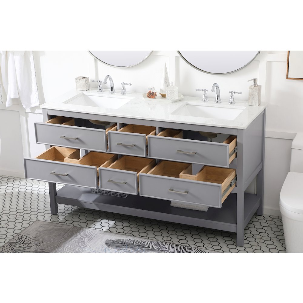 60 inch double bathroom vanity in gray