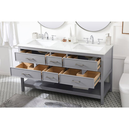 60 inch double bathroom vanity in gray
