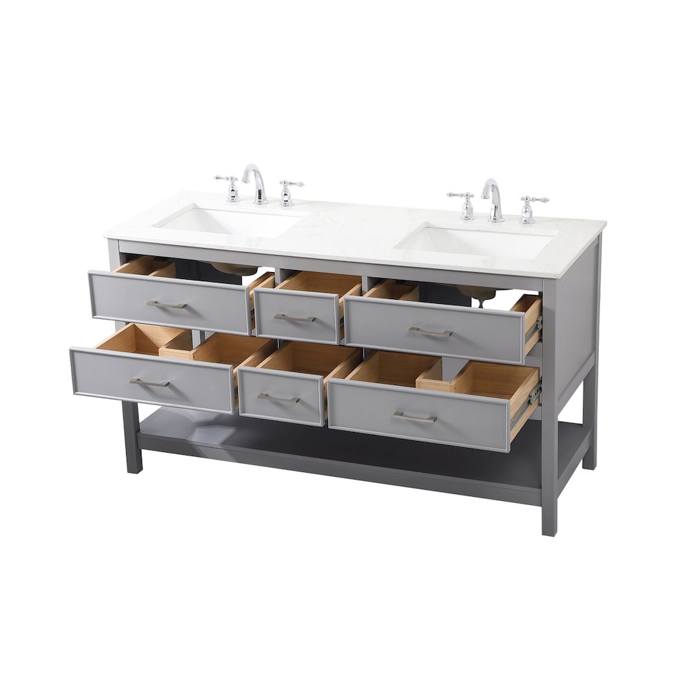 60 inch double bathroom vanity in gray